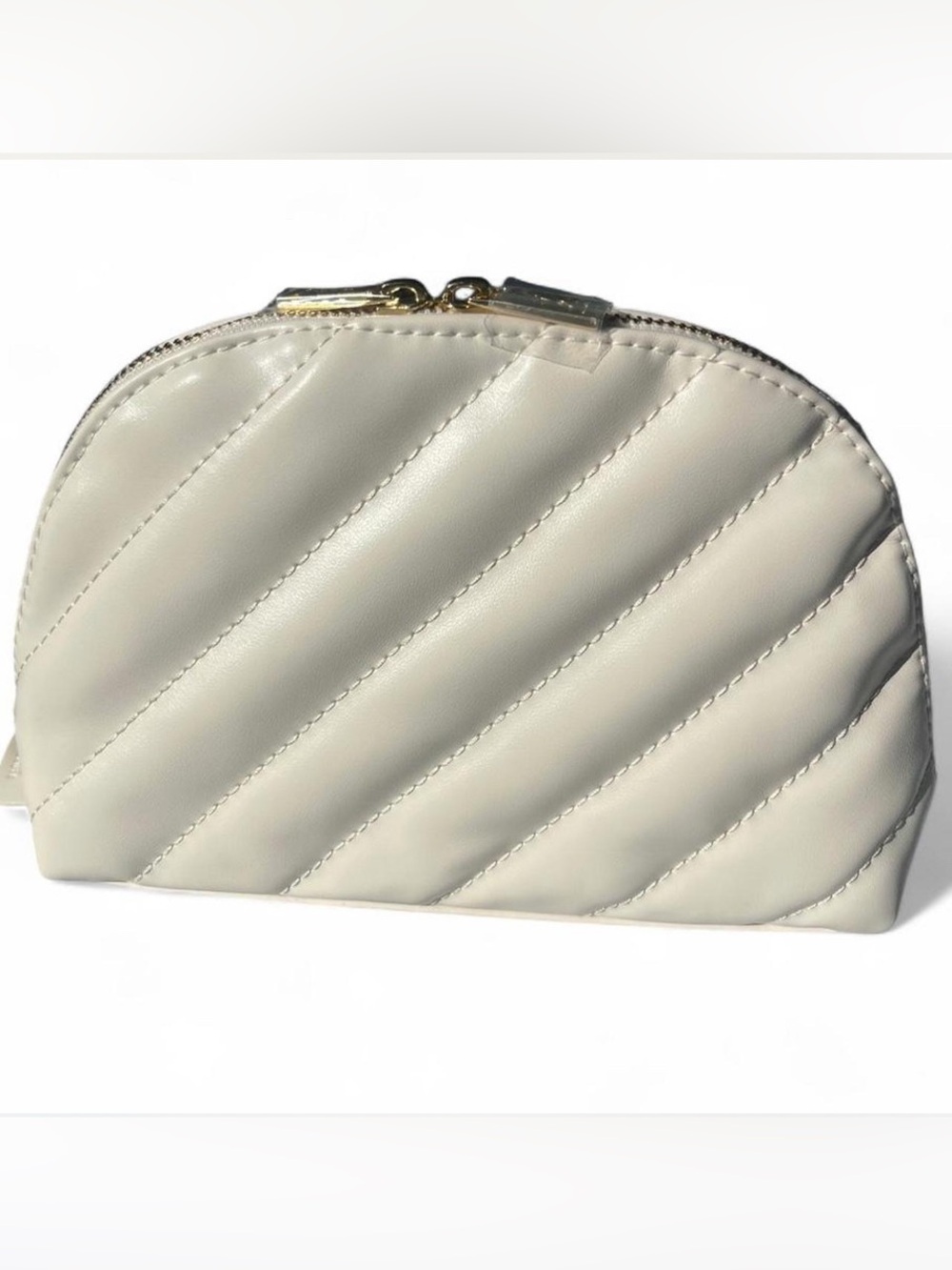 Yves Saint Laurent Quilted Cream Ivory Makeup Cosmetic Bag with Gold Hardware